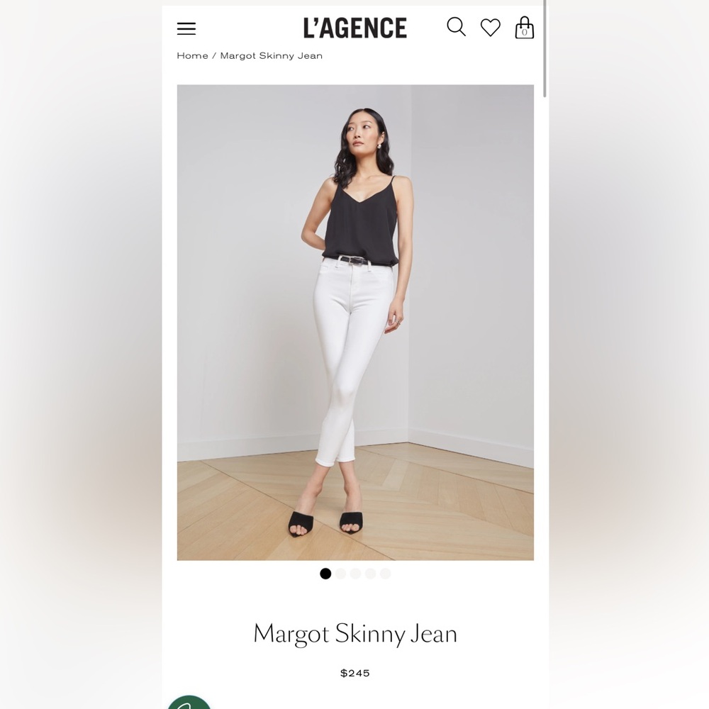L’Agence Margo high rise skinny in white jeans. Worn‎ about 4x. Retail 245